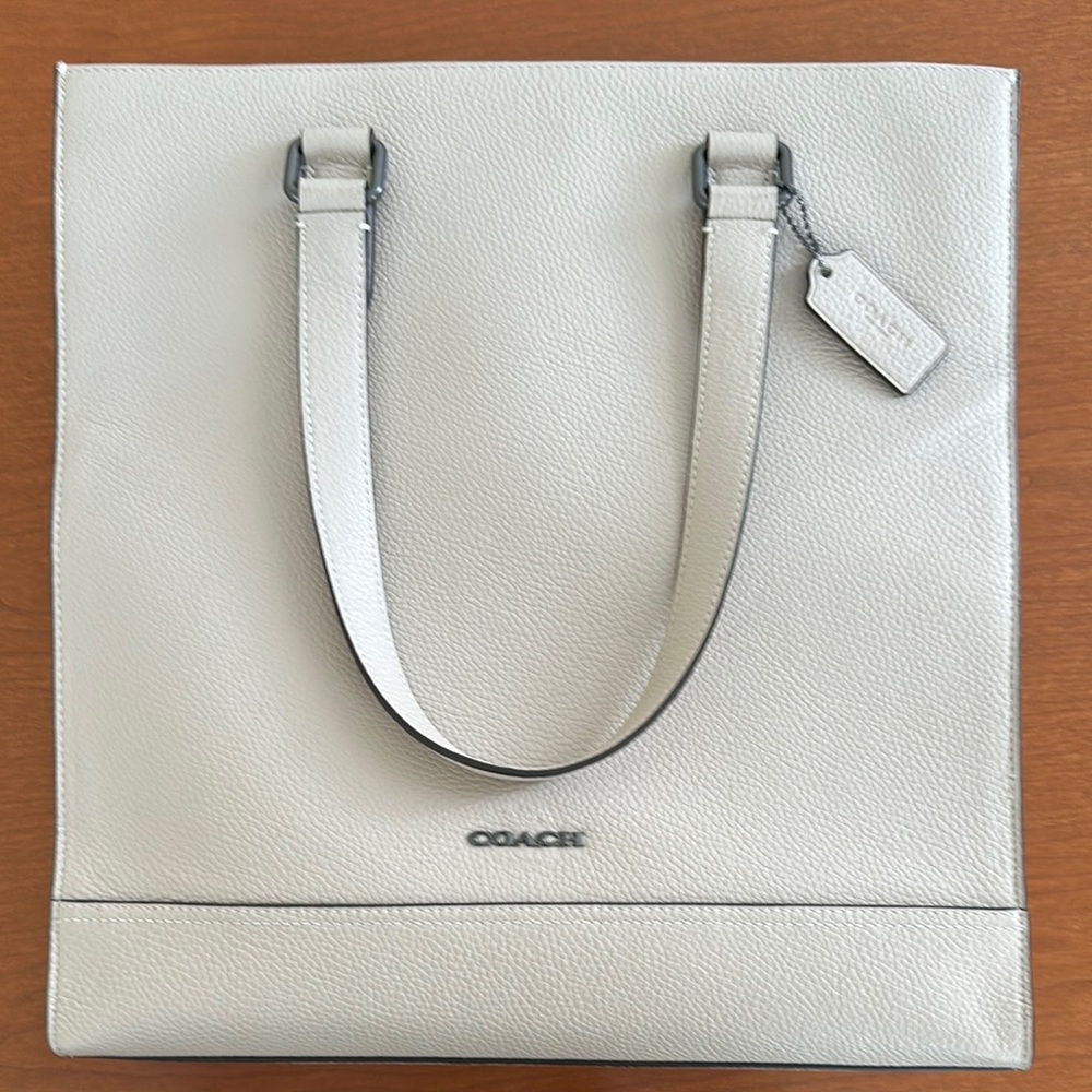 Coach White Pebbled Leather Dempsey Tote Bag NWOT